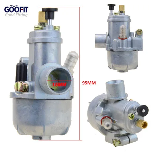 GOOFIT 15 мм/12 мм карбюраторы для мотоциклов Puch мопед Bing стиль Carb Maxi Sport Luxe Ньюпорт Cobra карбюратор N090-112 - Цвет: 15mm