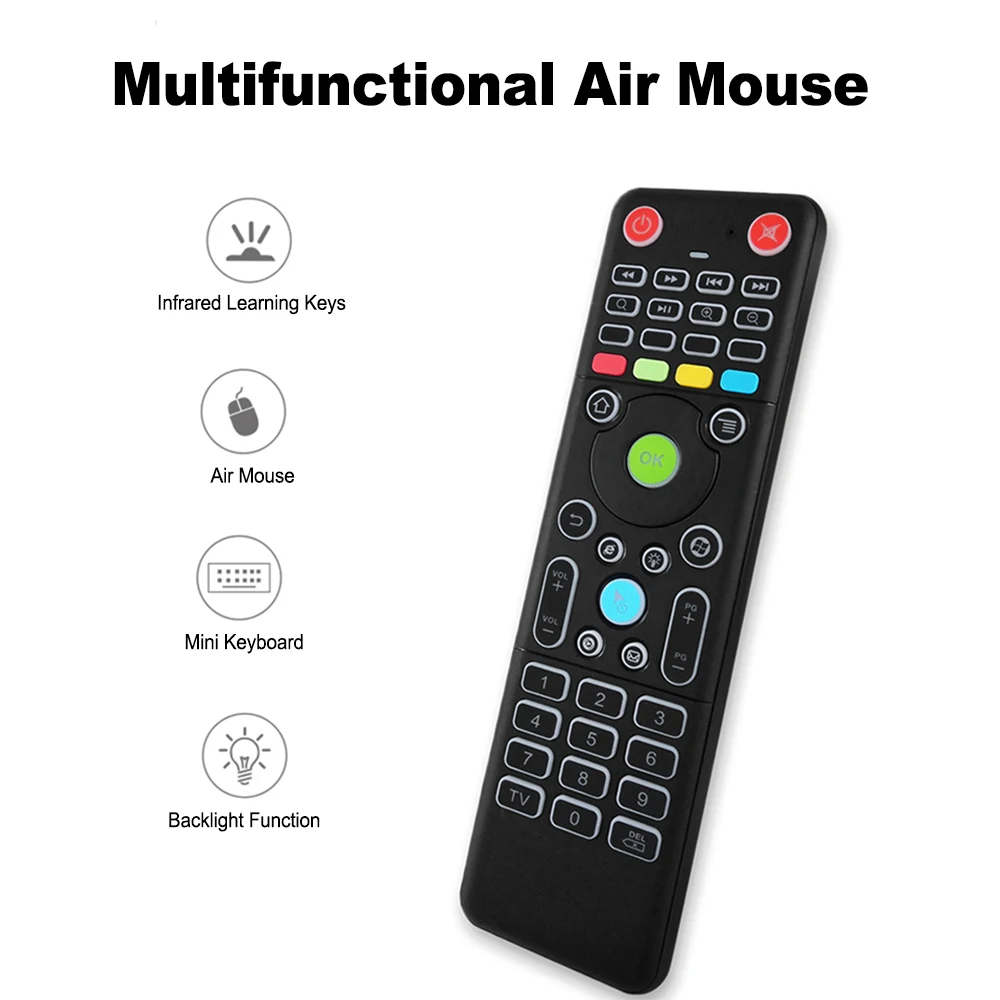 Беспроводная клавиатура Air Mouse TZ18 2 4 ГГц двусторонний ручной пульт ДУ с подсветкой