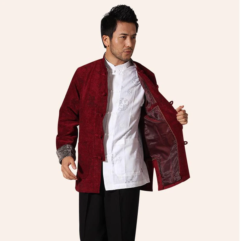 Бургундия Новинка Осень Зима Толстая Мужская Вельветовая куртка Китайская