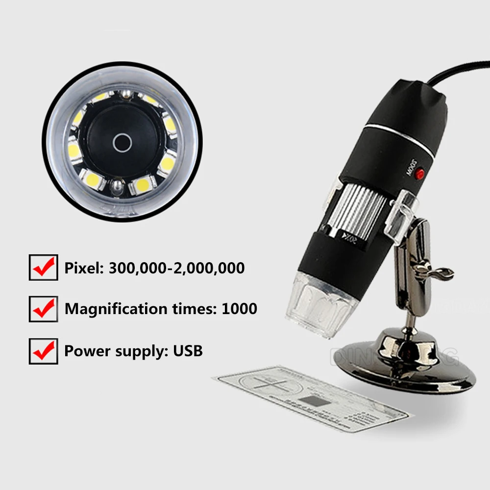 1000X5 сегментный зум 8 светодиодный USB цифровой электронный микроскоп Портативный Ручной Лупа тестер кожи биологический эндоскоп