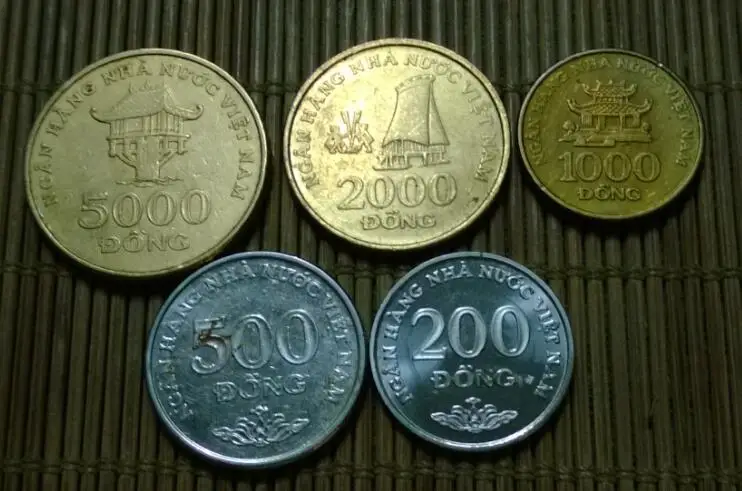 Набор 5 шт Вьетнам Донг монета Азия Коллекция 100% настоящие и оригинальные монеты