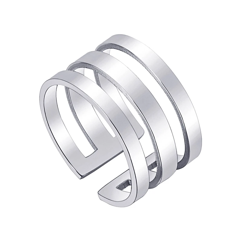 Кольца из нержавеющей стали гладкие кольца 3 кругов розового золота с