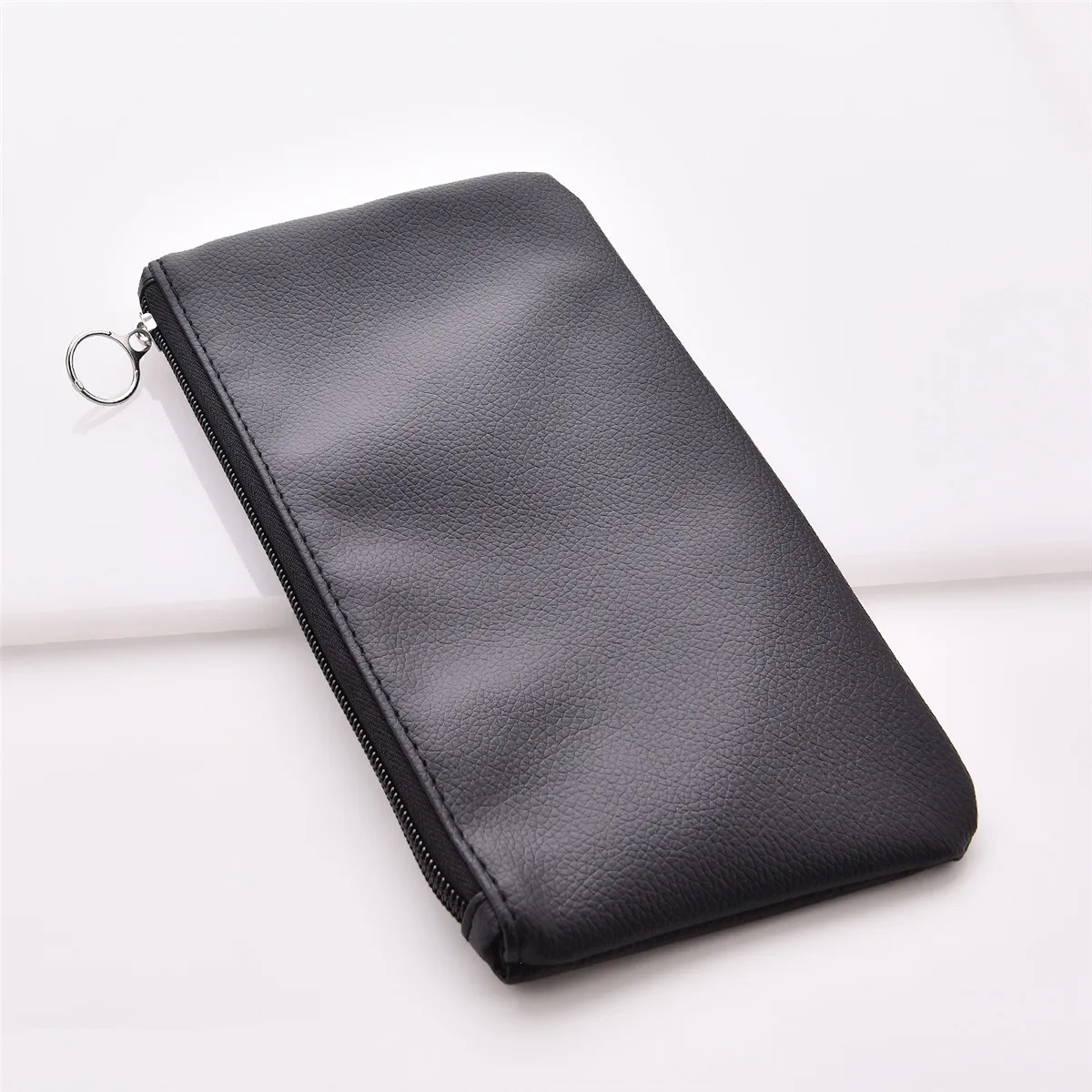 Solid Color PU Leather Purse Pencil Case with Zippered Cosmetic Bag Makeup Bag Coin Money Pouches for Women Travel Party