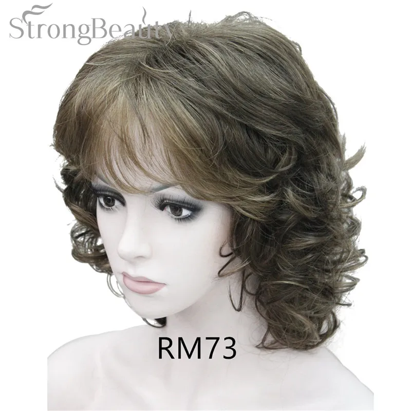 RM73 StrongBeauty средние короткие вьющиеся парики синтетические женские волосы блонд/черный/бордовый много цветов на выбор - Цвет: RM73