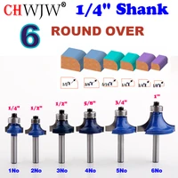6pc 14 shank high quality round over router bit set 12385161418 radius tenon cutter for woodworking tools