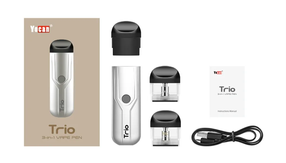

New Yocan Trio Pod System Starter Kit Ceramic Coil Refillable Tobacco Fume CBD Sesame Oil 3-in-1
