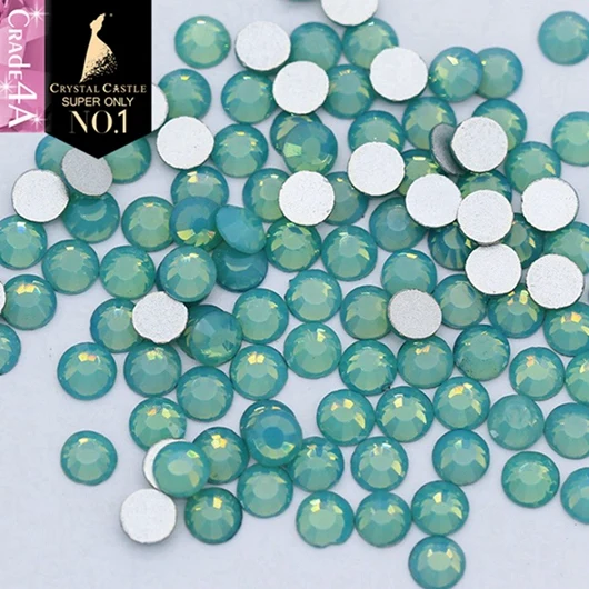 Green Opal Хрустальный замок 4А, стразы, Опаловый цвет, не горячая фиксация, хрустальные камни, Стразы для ногтей, холодная фиксация, плоские с оборота Стразы, сделай сам - Цвет: Green Opal