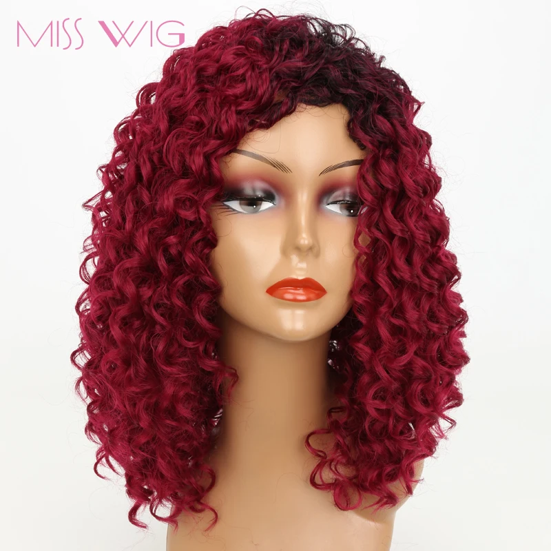 Miss wig 14Inchs красные курчавые кучерявые парики для черных женщин 250 г синтетические