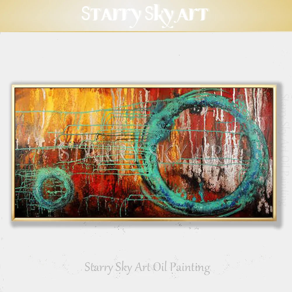

Pop Fine Art Hand-painted Wall Art Decor Abstract Double Round Oil Painting Beautiful Wall Decor Picture Art Circle Oil Painting