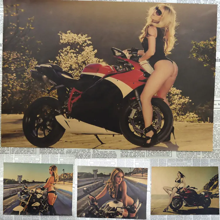 Прямая поставка Rider Винтаж Краски крафт Бумага плакат в байкерском стиле ретро