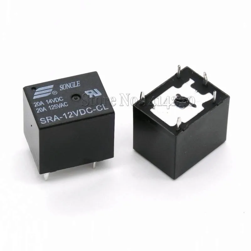 50 шт. 12 В 20A DC мощность реле SRA-12VDC-CL 5Pin PCB тип ЧЕРНЫЙ автомобильное реле