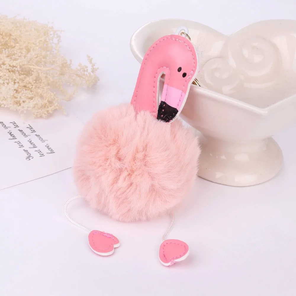 swan Брелок из кроличьего меха, модный брелок из кроличьего меха с помпонами, брелок с кроличьим мехом, брелок с кроликом, 14 см, Автомобильная подвеска - Цвет: swan