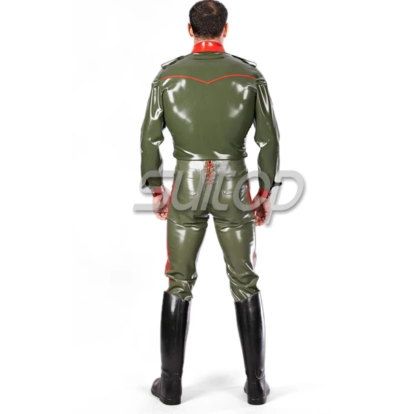 sexy latex uniform style RUBBER LATEX trousers costume military cosplay man male