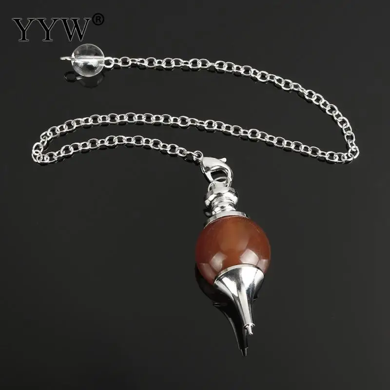 

10strands/Lot Natural Stone Necklace Crystal Red Agates Dowsing Pendulum Circular Cone Charm Pendant Necklace For Men Women