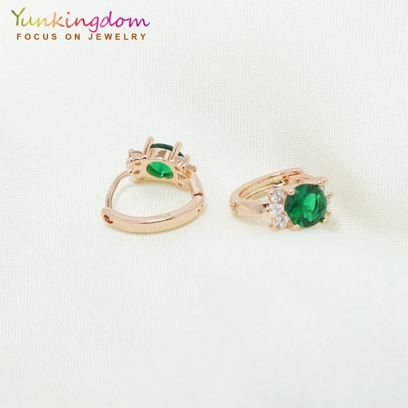 Yunkingdom круглые зеленые кубические циркониевые геометрические серьги-кольца