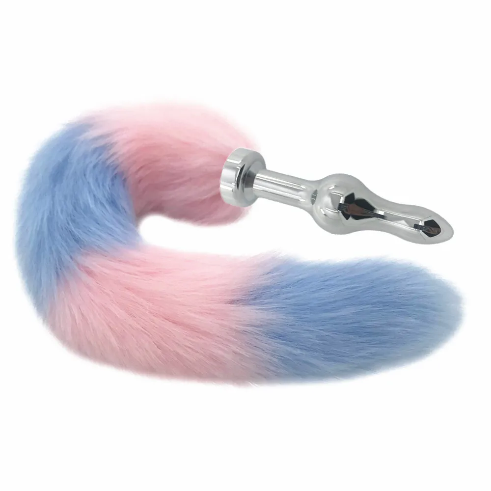 Анальная игрушка из нержавеющей стали/силикона анальная пробка с мягким лисьим