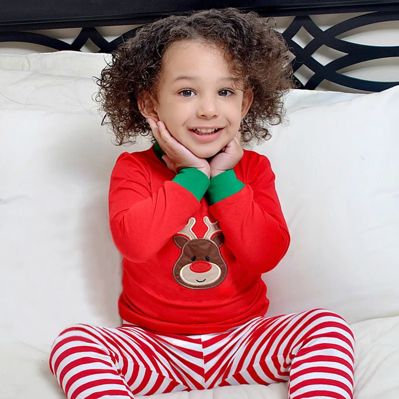 Christmas Cartoon Bear Cub Reindeer Snowman Boutique Kids Costume Set Pajamas Halloween Boys Sportswear Elegant Girls Clothes | Детская