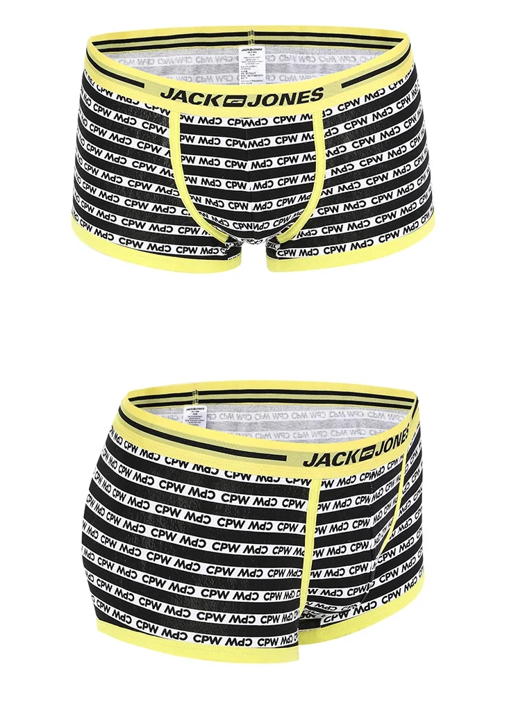 JackJones Мужской стрейч хлопок контрастные буквы печати нижнее белье боксеры шорты мужские трусы | 218392531