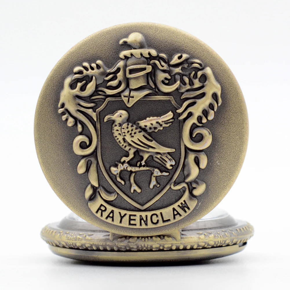Ретро Бронзовый Гарри Поттер Хогвартс колледж Ravenclaw кварцевые карманные часы