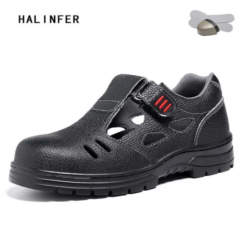 HALINFER 2018 new breathable casual men's sandals with men steel toe work&ampsafety shoes fashion puncture proof boots plus size | Обувь
