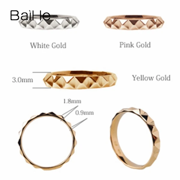 BAIHE Solid 14K желтое золото(AU585) сертифицированные обручальные женские модные ювелирные изделия элегантные уникальные модные кольца