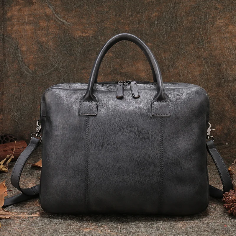

Business Laptop Men Shoulder Sling Bags 2019 Genuine Leather Men's Briefcase Handbags Handmade Messenger Bag Retro Brown Handbag