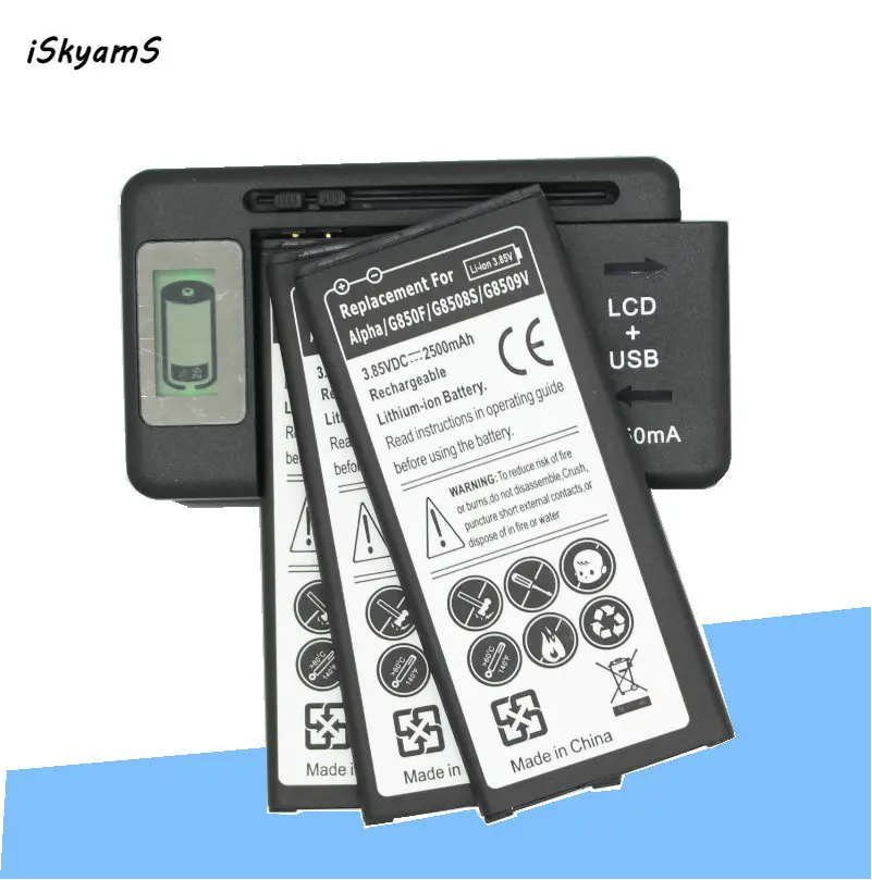 ISkyamS 3x2500 мА/ч EB-BG850BBC батарея + универсальное зарядное устройство для Samsung Galaxy Alpha G850