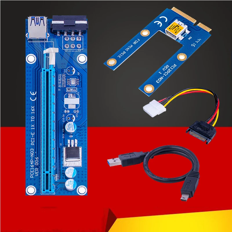 Mini PCI Express PIC-E Riser Card 1x к 16x USB 3,0 кабель для передачи данных SATA 4Pin IDE питание Шахтерская машина добыча