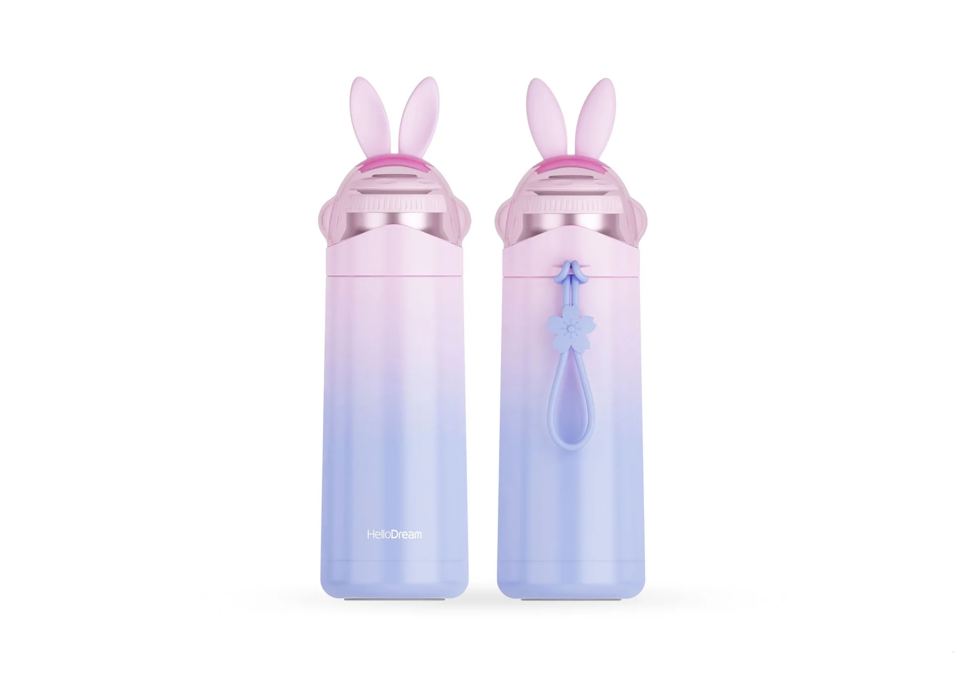 Pink-2 300-400 мл чашка термоса из нержавеющей стали кролик мультфильм портативный термоскоп Подарочный термос бутылка Изолированная чашка женские термосы - Цвет: Pink-2