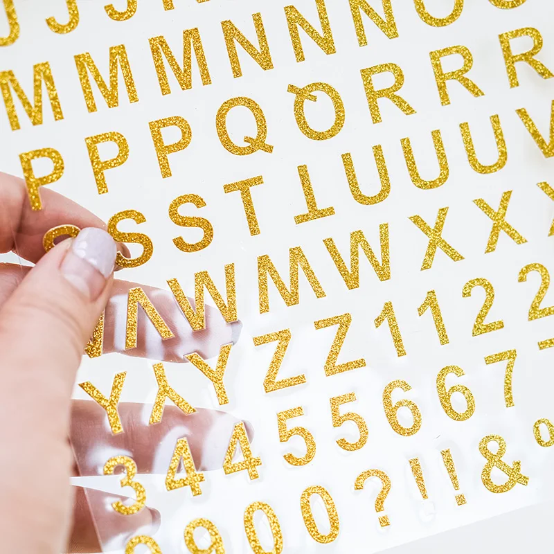 Dokibook ручной работы Алфавит Наклейки Фольга золотые слова Стикеры Дневники