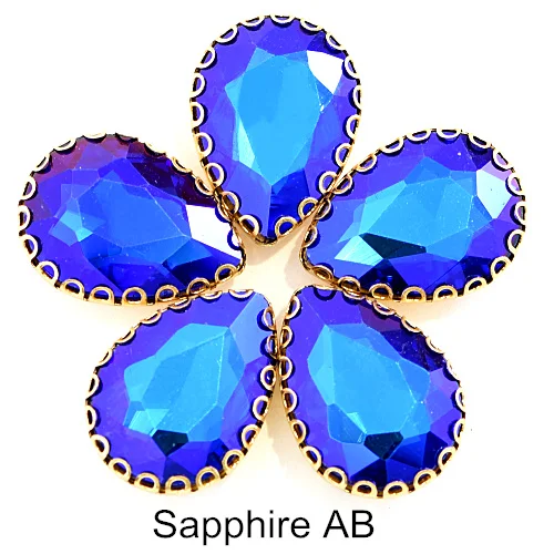 Sapphire AB 20 шт. 13X18 мм кристалл AB пришить стразы стекло каплевидные швейные камни с когтями для DIY одежды Ювелирные изделия сумки обувь B1183 - Цвет: Sapphire AB