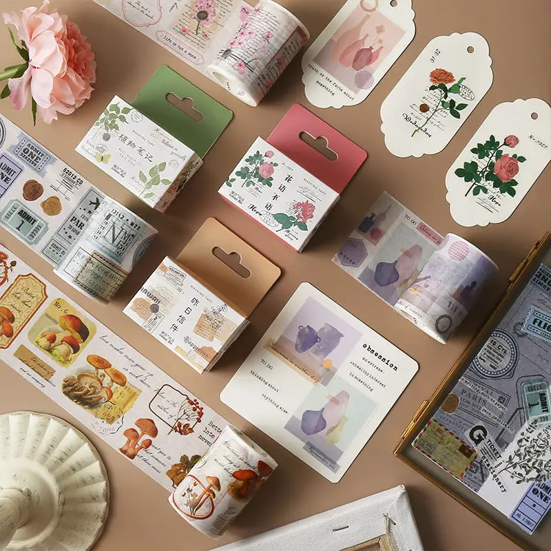 6 см * 5 м растения/Ретро билеты/буквы/цветы/сказки/грибы/бутылка лента для