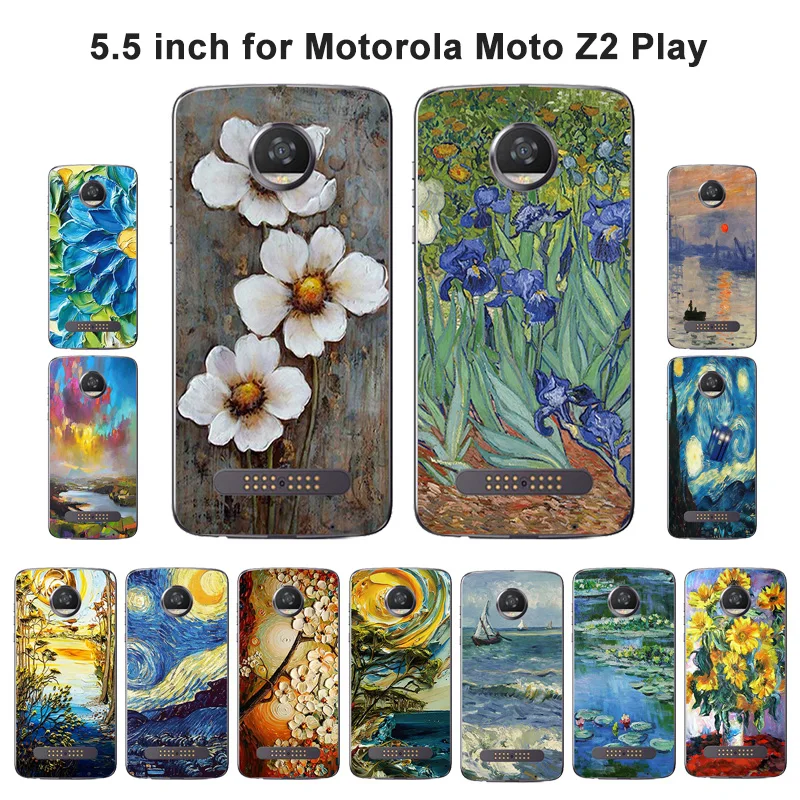 Для Motorola Moto Z2 Play Чехлы 5 &quotTPU силиконовый чехол для XT1710 масляная роспись Z (2 го