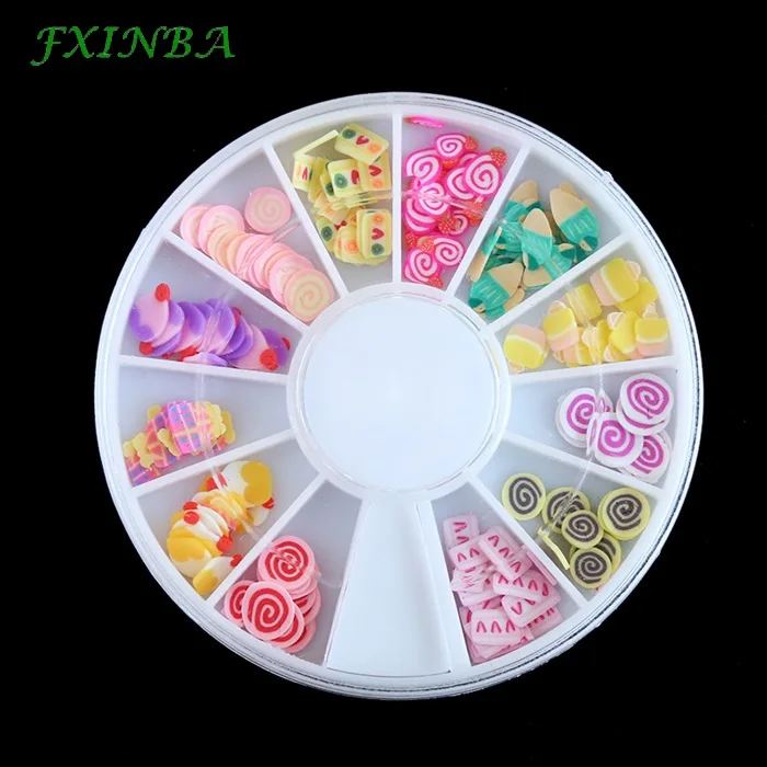 cake FXINBA 12 Тип/Набор Мини фимо фрукты Ломтики для поставки слаймов/ногти искусство советы глины искусственные фрукты ломтики Slimes игрушки Lizun DIY - Цвет: cake