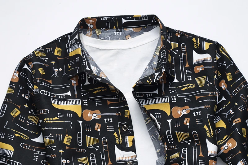 LONMMY плюс размеры 6XL 7XL гитары повседневные мужские рубашки slim fit с длинным рукавом для мужчин s рубашки для мальчиков платье Гавайские рубашки одежда