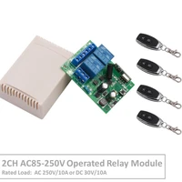 2channel 433 mhz rf wireless remote control ac 220v 10a relay receiver for universal ledgaragedoormotorelectric curtain