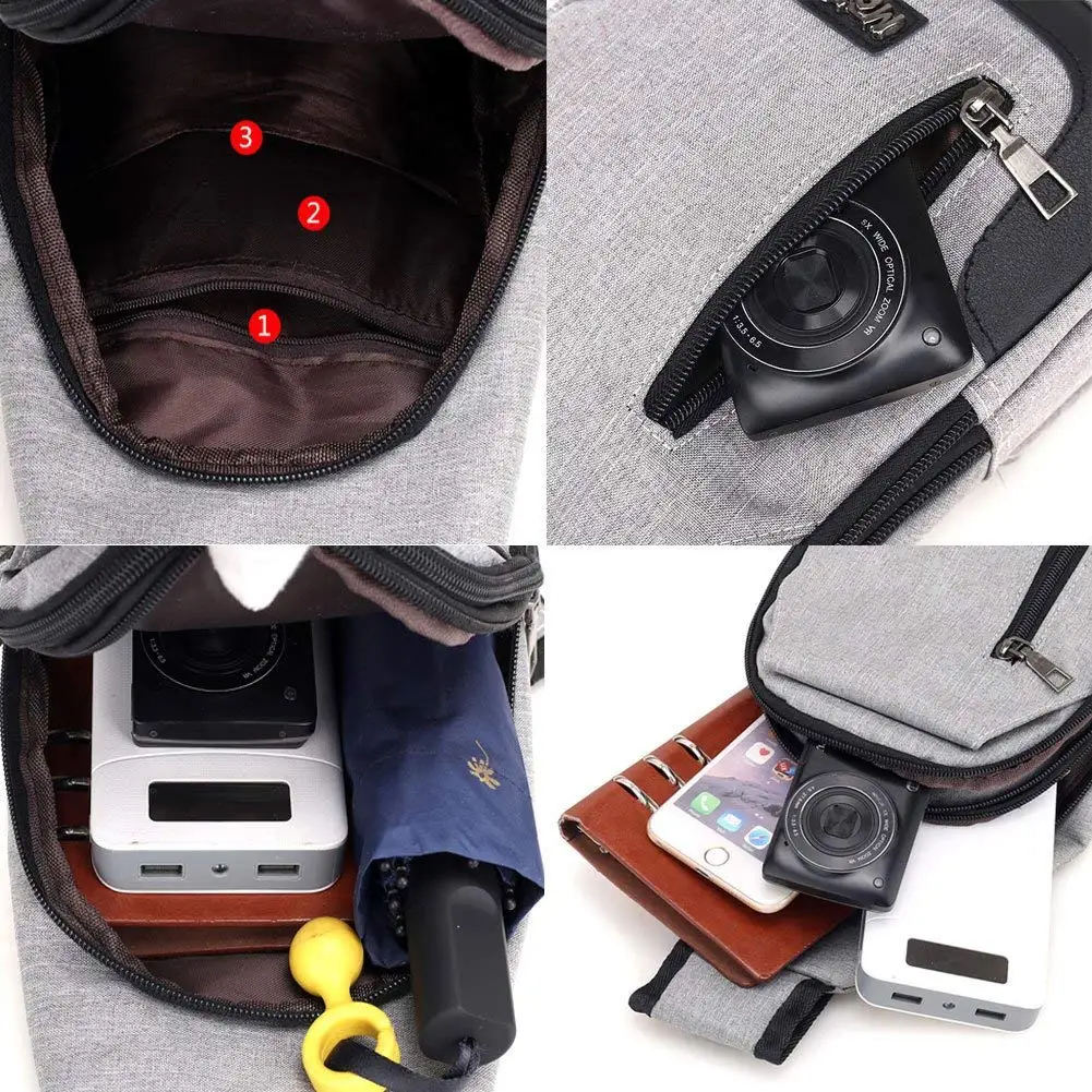 Противоугонная сумка на ремне повседневная легкая через плечо с usb-портом для