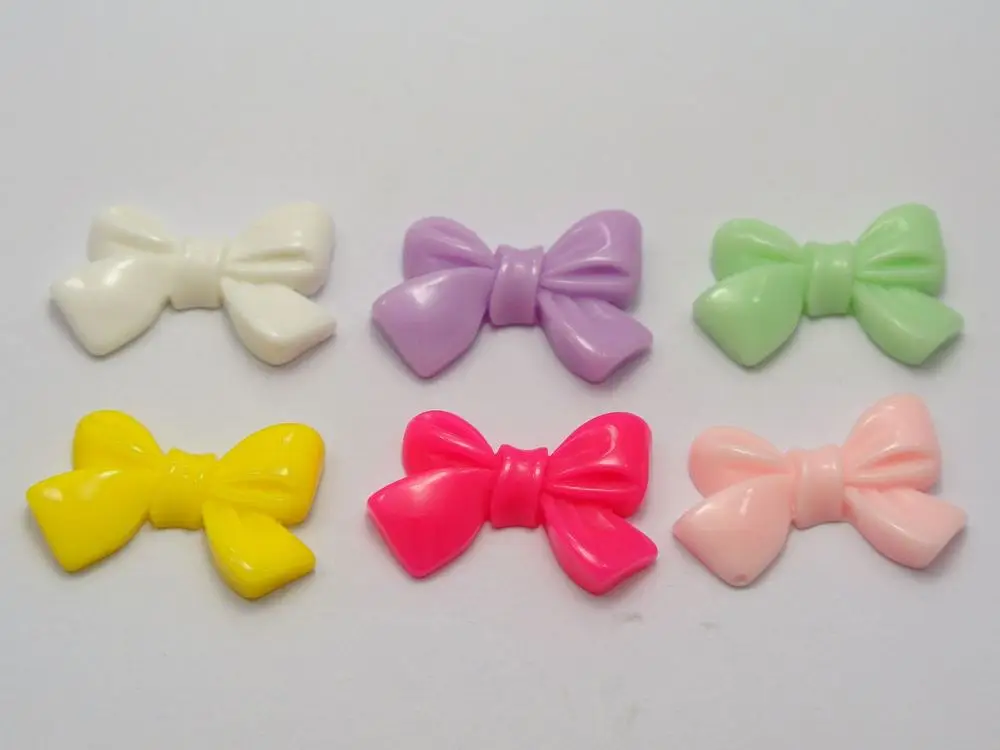 

25 Mixed Color Bowknot Bow Tie Flatback Resin Cabochons 25X15mm