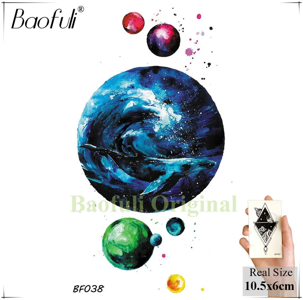 BBF038 BAOFULI, черная горная галактика, временная татуировка яка, наклейка, угол, сосна, поддельные татуировки, водостойкие татуировки на руку, мужской женский боди-арт - Цвет: BBF038