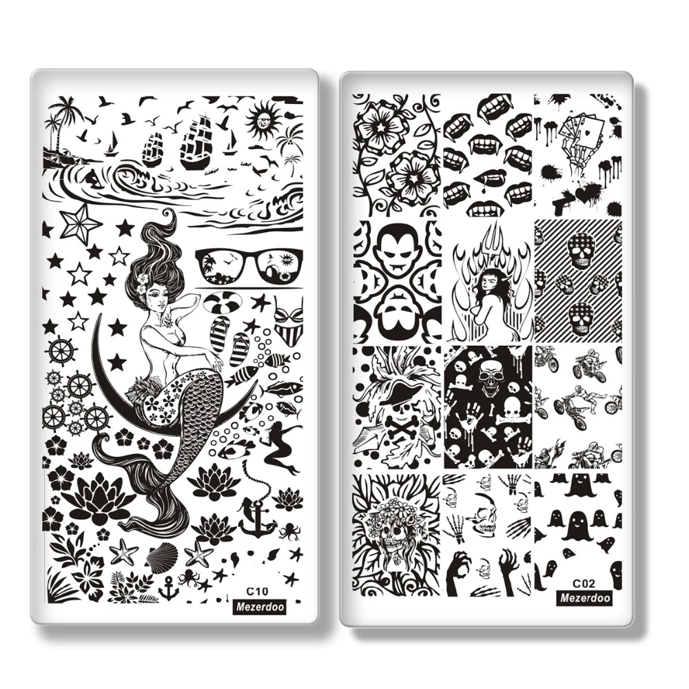 Русалки для девочек изображение пластины стемпинга 10 шт./лот Креативный дизайн