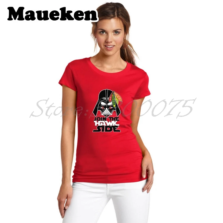 Женская модная футболка Chicago Blackhawks Star Wars Join The Hawk Side Darth Vader с короткими рукавами