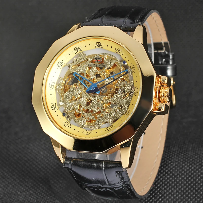 

FORSINING/брендовые золотые мужские часы с перфорацией, многофункциональные механические наручные часы с циферблатом, Мужские автоматические ...