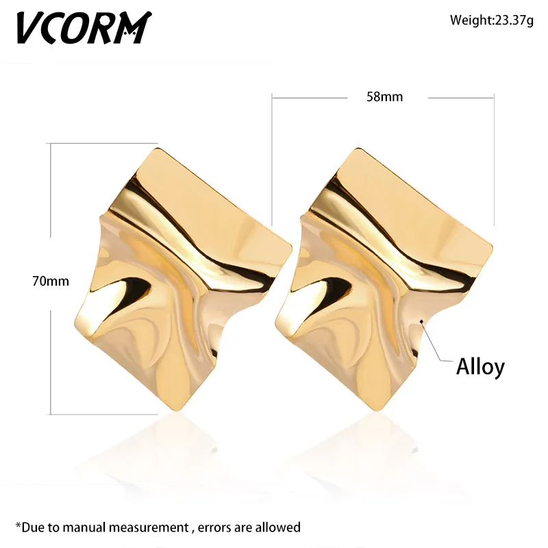 VCORM новые винтажные золотые Висячие серьги для женщин массивные геометрические неровные металлические висячие серьги femme модные ювелирные изделия