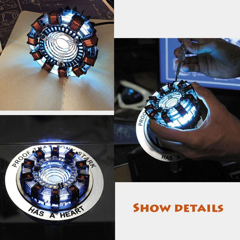Assembled LED Light Endgame DIY cool 1:1 scale Iron Man Arc Reactor A generation of glowing iron man heart Action Figure Toy