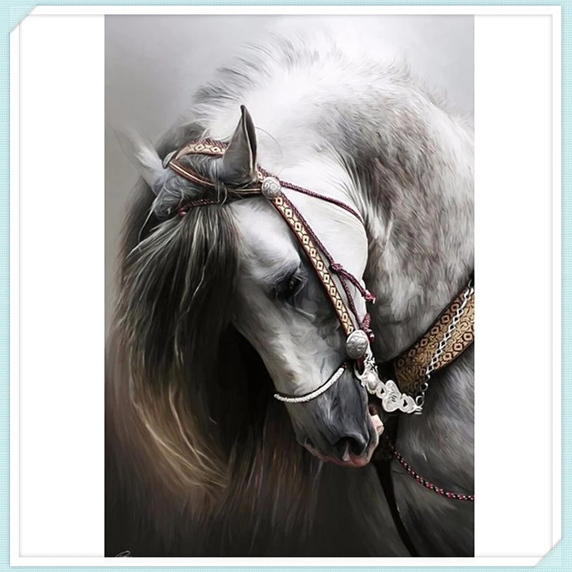 Алмазная вышивка Лошадь полностью круглая картина из страз крестиком 5D мозаика