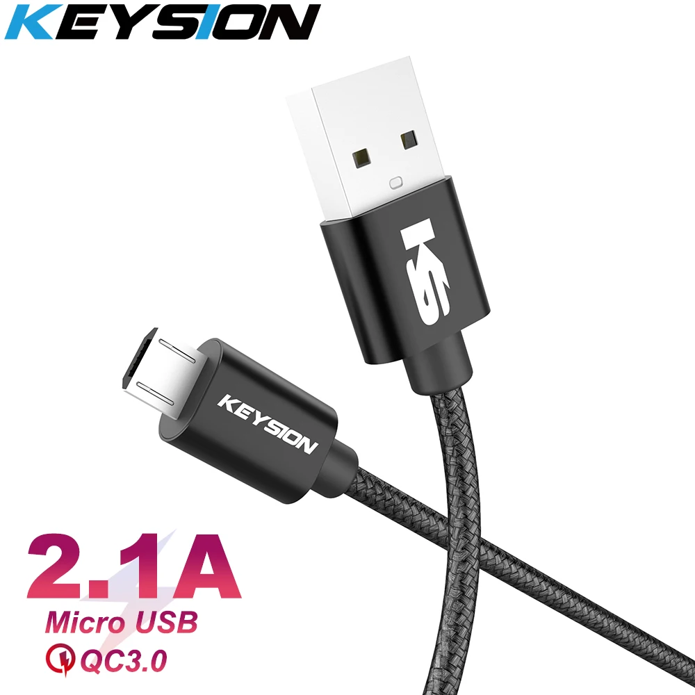Кабель Micro USB KEYSION нейлоновый кабель для быстрой зарядки и передачи данных Samsung Xiaomi