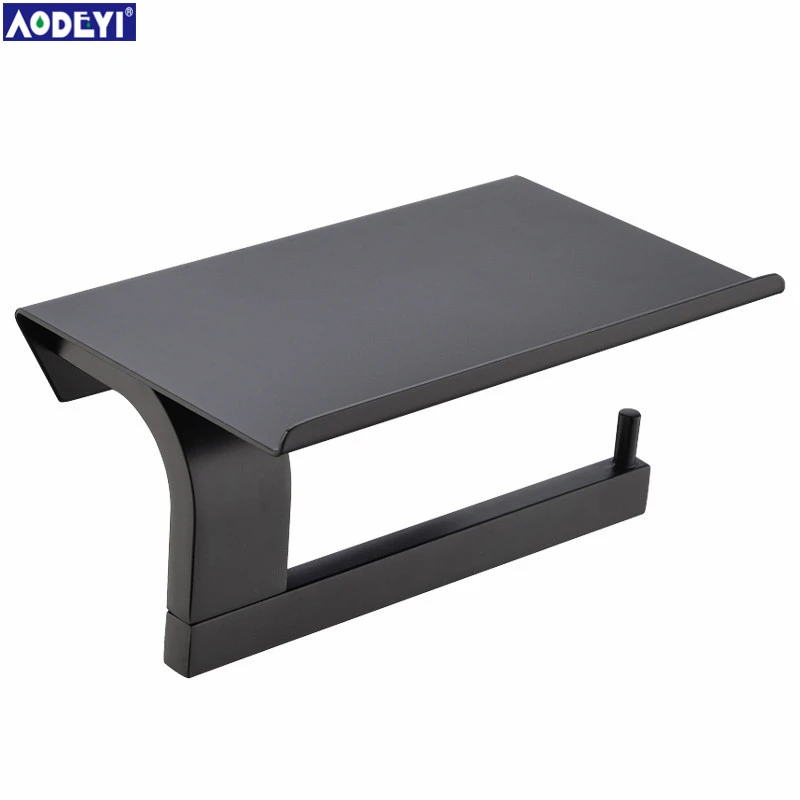 black toilet paper holder wall mount tissue roll hanger 304 stainless steel phone platform bathroom hardware set brushed gold free global shipping