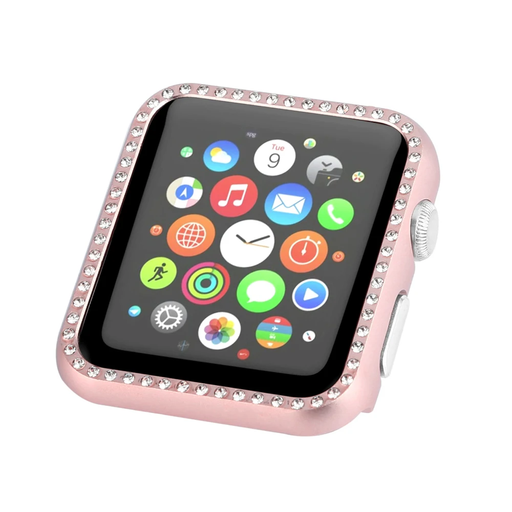Алмазный чехол для Apple watch series 3/2 42 мм/38 мм IWATCH алюминиевый сплав рамка Кристалл