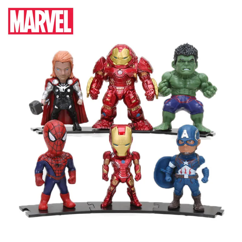 8-10 см Упаковка из 6 игрушки Marvel Мстители Бесконечность войны танос Железный человек Человек-паук ПВХ Фигурки Халк Черная пантера модель Тора