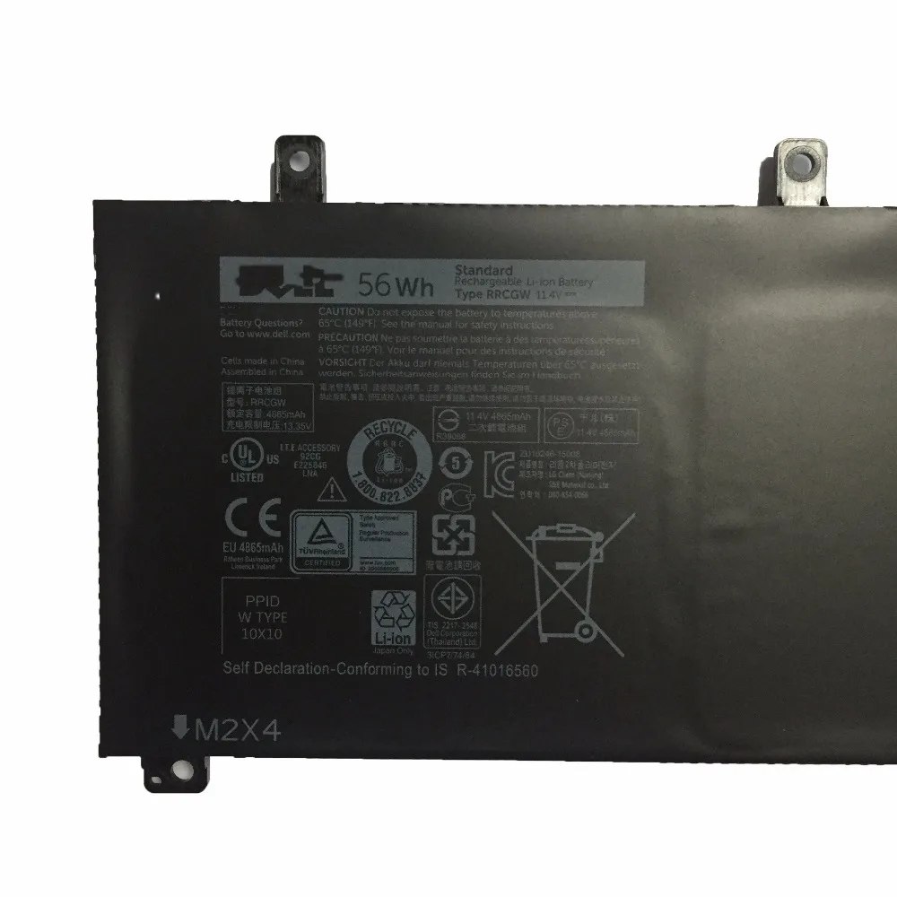 11,4 V 56Wh/3 ячейки RRCGW RRCGW Аккумулятор для ноутбука Dell XPS 15 9550 Precision 5510 серии ноутбука M7R96 62MJV
